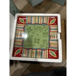 VINTAGE PartyLite Pottery Outdoor Cafe Candle Tray PLATTER Retired NEW P8848